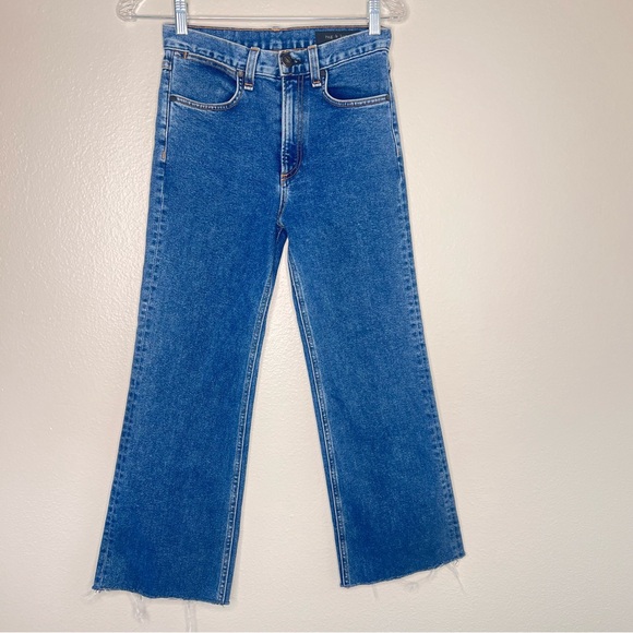 rag & bone Denim - Rag and Bone Women’s flared cropped rigid denim Classic Blue Jeans 25